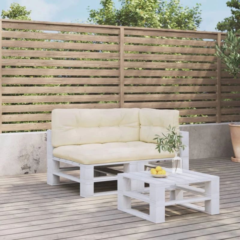 vidaXL Palečių pagalvėlės, 3vnt., kreminės spalvos, audinys