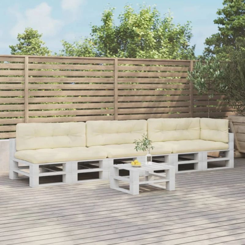 vidaXL palešu spilveni, 7 gab., audums, krēmkrāsas