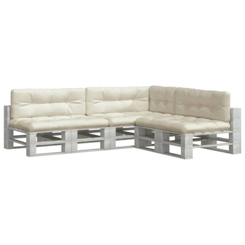 vidaXL palešu spilveni, 7 gab., audums, krēmkrāsas