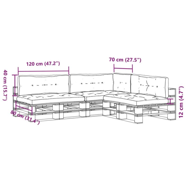 vidaXL palešu spilveni, 7 gab., audums, krēmkrāsas