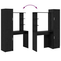 vidaXL Galds 2 pcs Melns ozolkoks