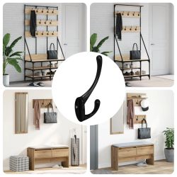 vidaXL Apģērbu āķis 12 pcs Melna 102 x 29 x 47mm Cinka sakausējums