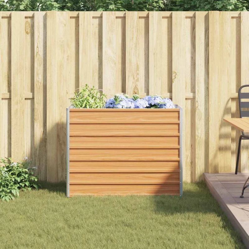 vidaXL Augstā puķu kaste Gaiši brūns 100 x 40 x 77 cm Cinkots tērauds