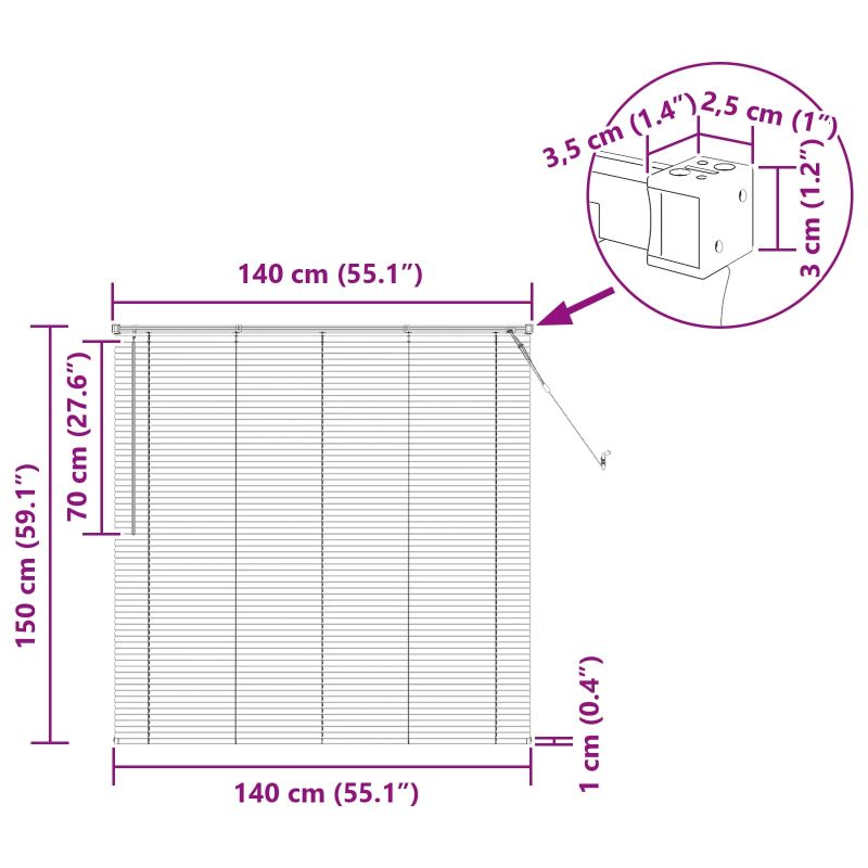 vidaXL Venēcijas žalūzija Tumši brūna ar rakstu 150 x 140 cm PVC