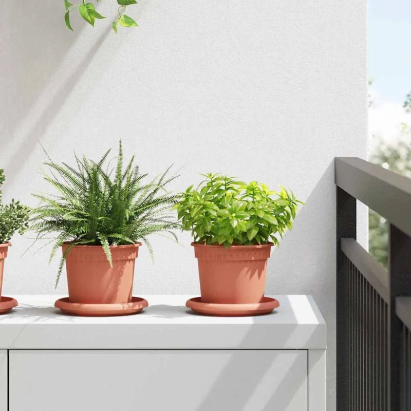 vidaXL Apaļais puķu pods 6 pcs Ķieģeļu sarkans DIA 12,5 x 10 cm