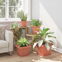 vidaXL Kvadratinis gėlių vazonas 6 pcs Raudona plyta Plastmasė