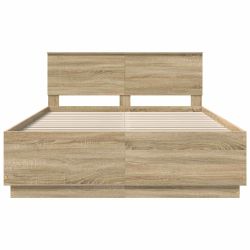vidaXL Gultas rāmis Sonoma ozols 140 x 200 cm Inženierijas koks