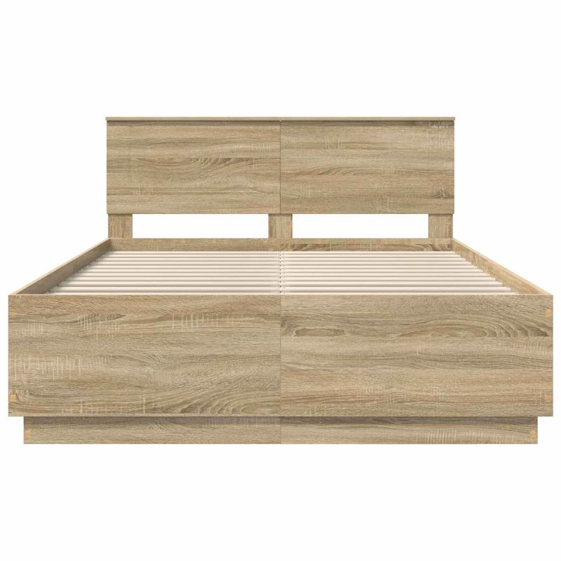 vidaXL Gultas rāmis Sonoma ozols 140 x 200 cm Inženierijas koks