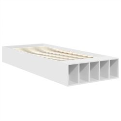 vidaXL Gultas rāmis ar plauktu Balts 75 x 190 cm Inženierijas koks
