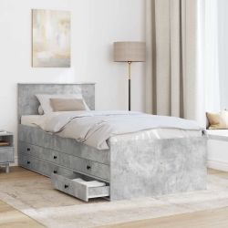 vidaXL Diena gulta ar atvilktni Betona pelēks un melns 75 x 190 cm