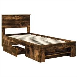 vidaXL Gultas rāmis Dūmaka ozols 100 x 200 m Inženierijas koks