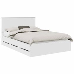 vidaXL Gultas rāmis ar atvilktni Balts 160 x 200 cm Inženieru koks