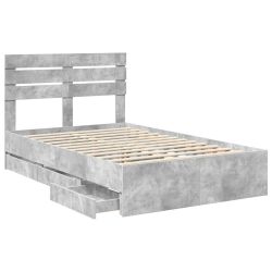vidaXL Gultas rāmis Betona pelēks 120 x 200 cm Inženieru koks