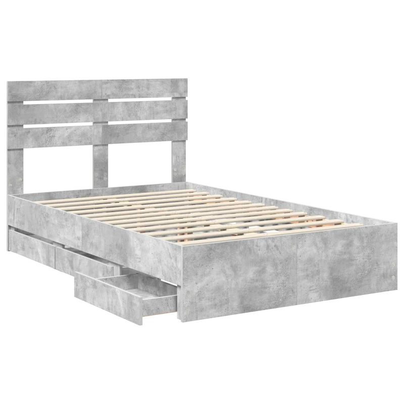 vidaXL Gultas rāmis Betona pelēks 120 x 200 cm Inženieru koks