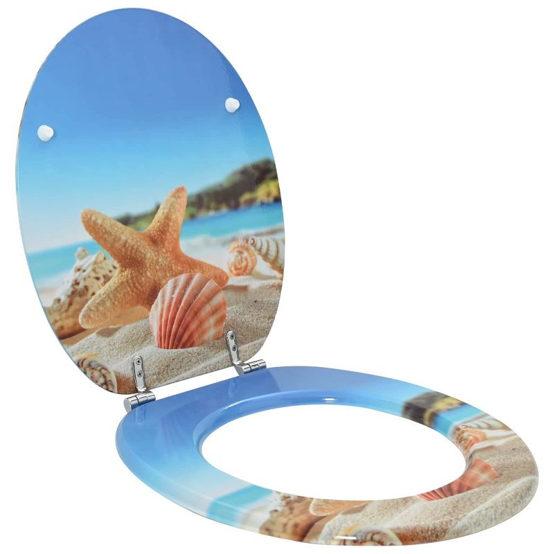 vidaXL Tualetes sēdeklis Gaiši zils 44 x 38 cm MDF plāksne