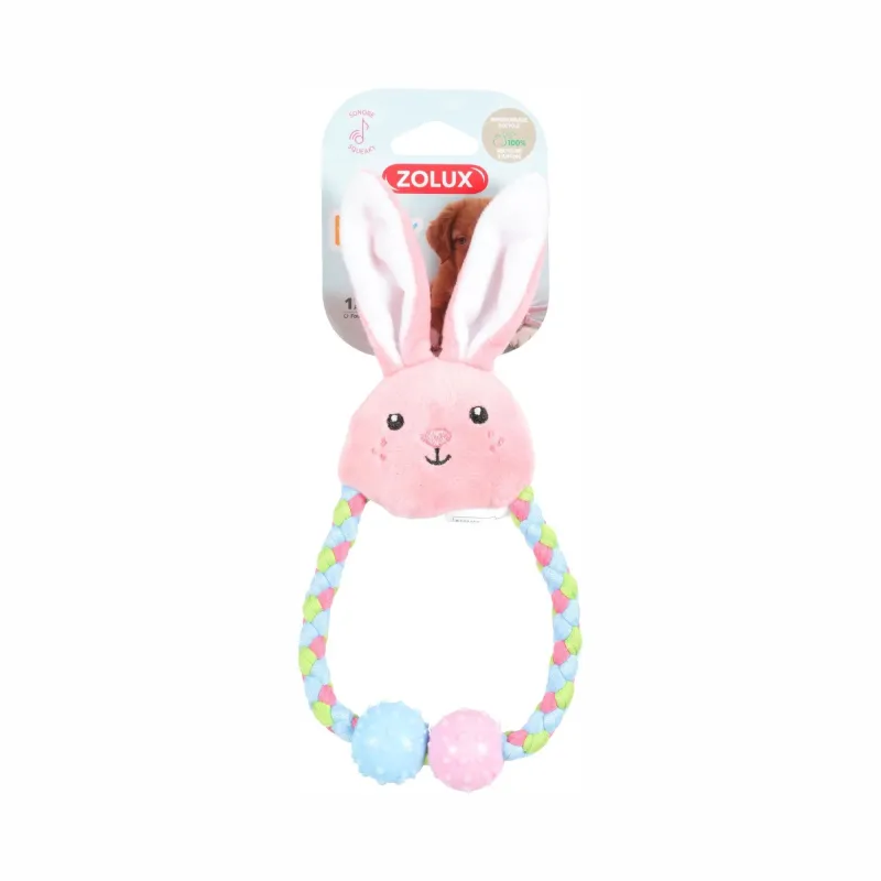 Rotaļlieta sunim, plīša manta Zolux Plush Toy Rope, rozā krās.