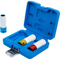 Protective Impact Socket Set - 12.5 mm ,1-2, Drive - 17 - 19 - 21 mm - 3 pcs.