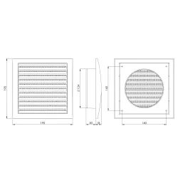 Ventilācijas reste Europlast ND12, plastmasa, 124 mm