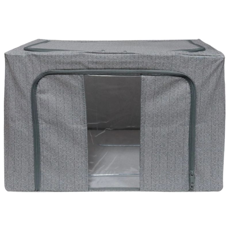 Uzglabāšanas kaste 60x42x39cm ar logu, pelēka