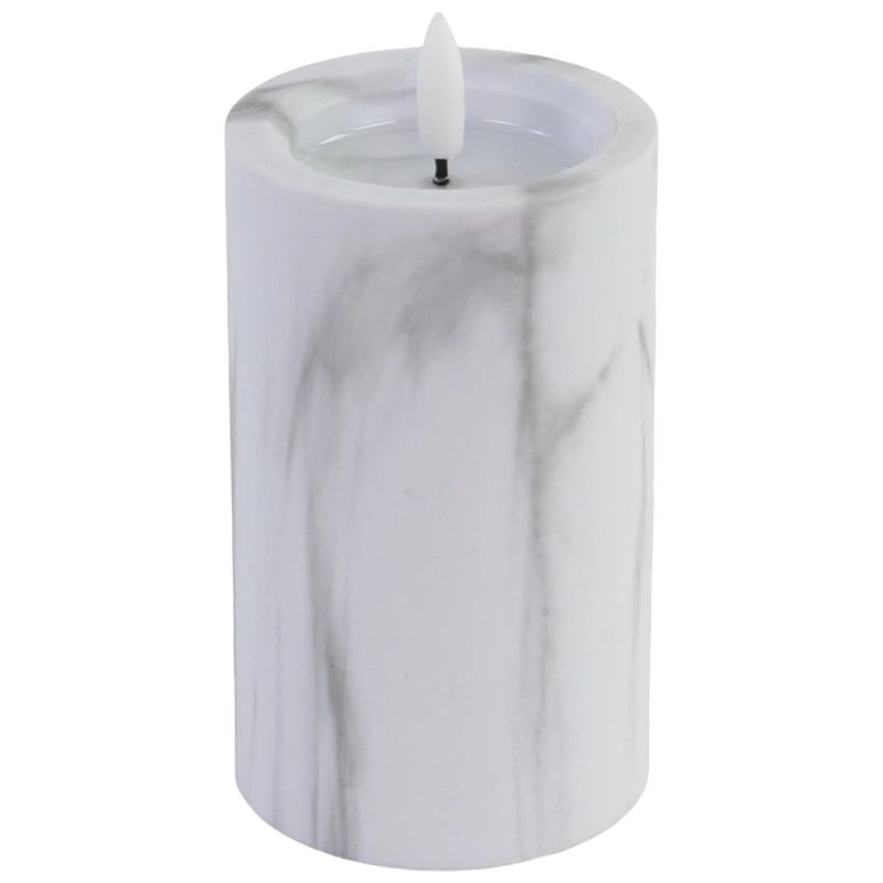 Svece LED 7.5x15cm, marmora efektu