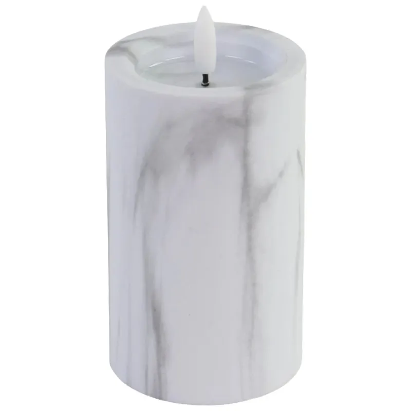 Svece LED 7.5x15cm, marmora efektu