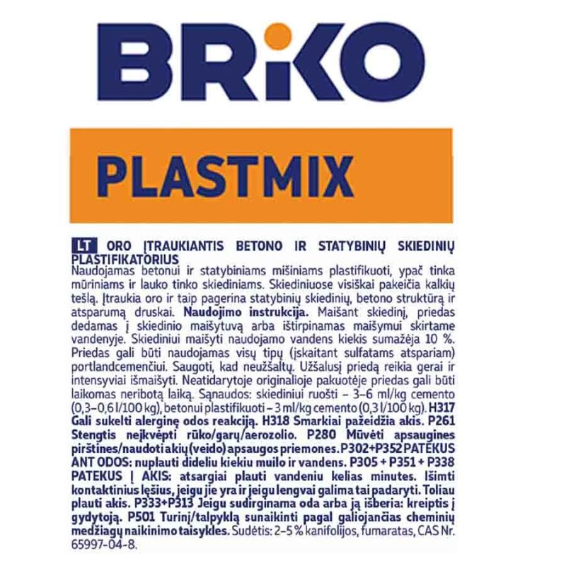 Piedeva plastificējošā briko plastmix 1l