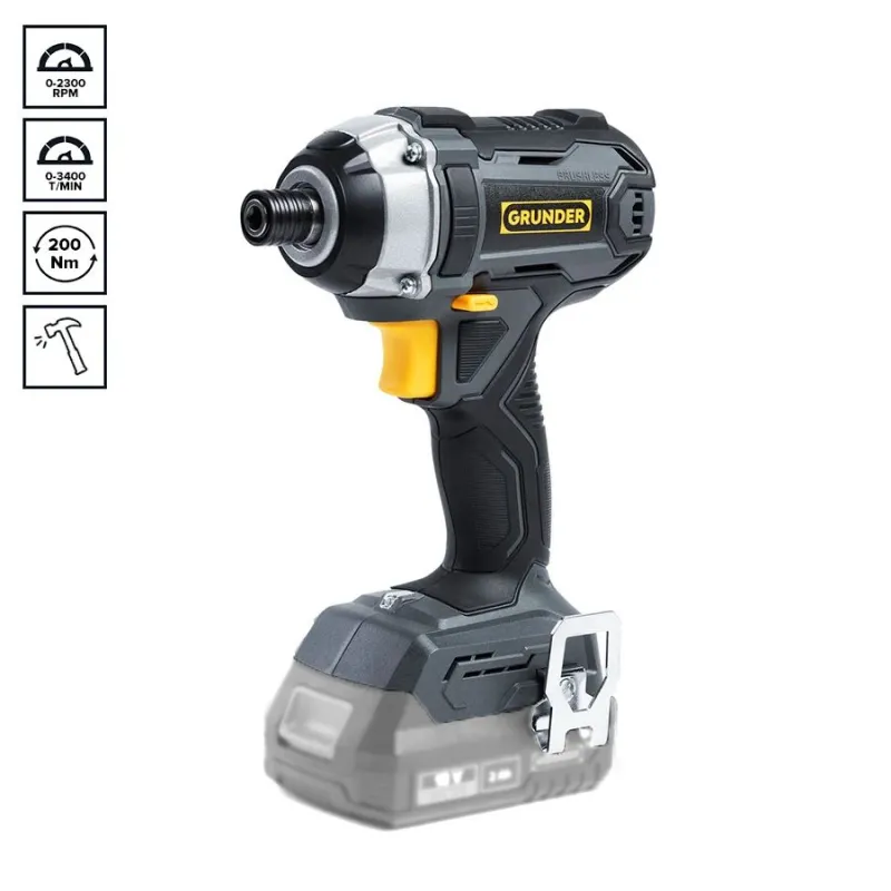 Akumulatora skrūvgriezējs - urbis Grunder CD-B1218+CW-B1118E, 18V, 2x2.0 Ah