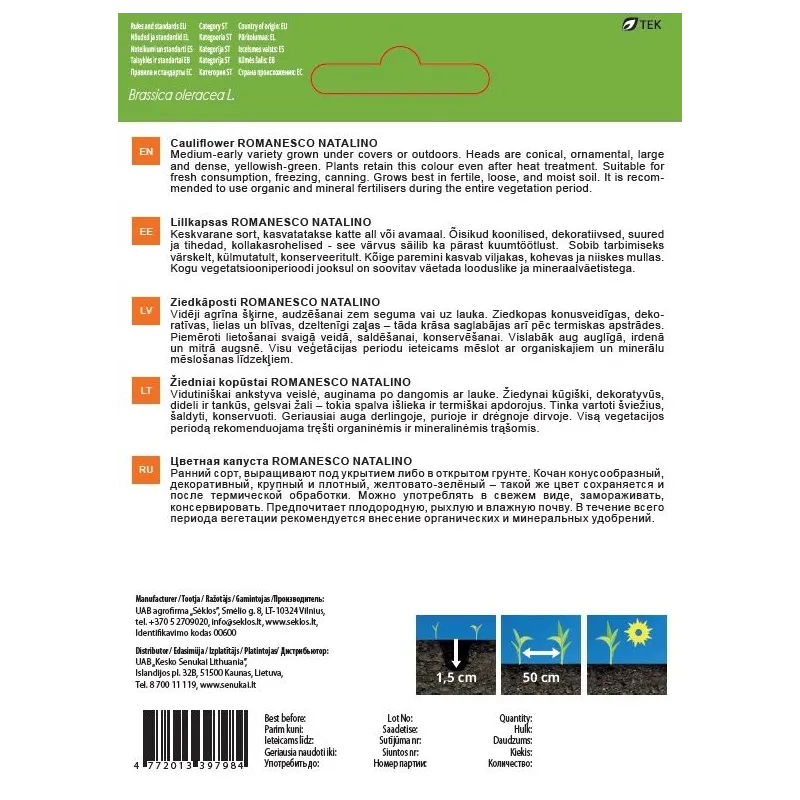 Sēklas Garden Center, ziedkāposti NATALINO, 1 g