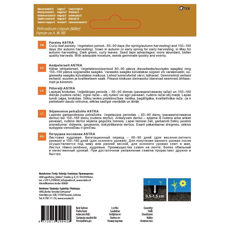 Sēklas pētersīliļi astra 4m 10g