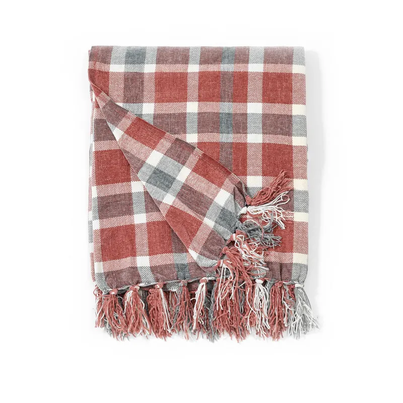 Pledi Domoletti T231022 Chenille, sarkana-pelēka, 127 cm x 152 cm