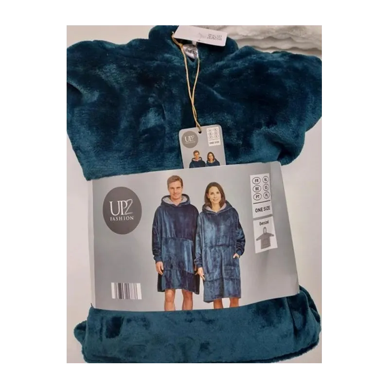 Poncho 260+180gsm flannel+sherpa grey