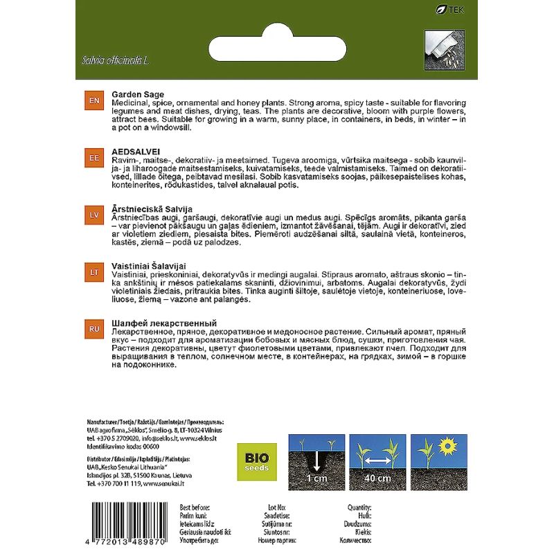 Sēklas garšaugu salvija 0.4g