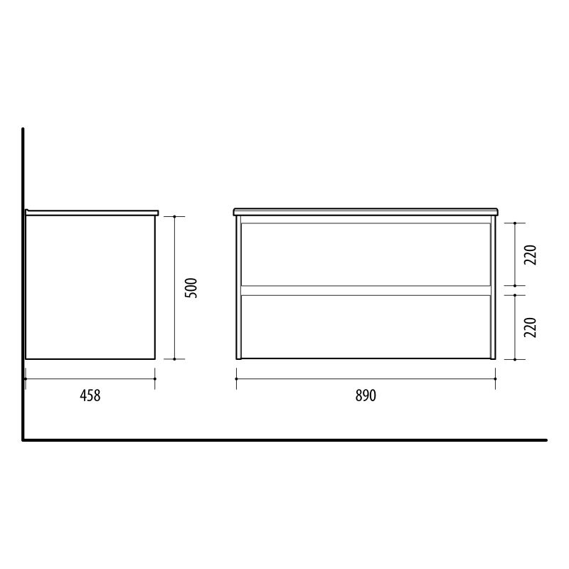 Vannas istabas skapis zem izlietnes Domoletti, balta krās., 45.8 cm x 89 cm x 50 cm