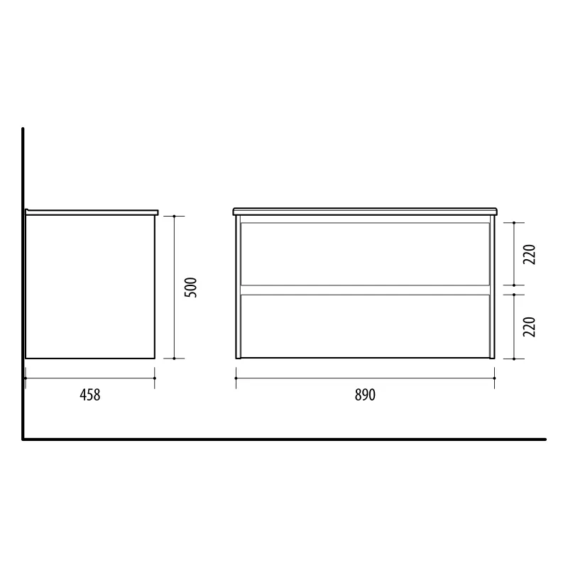 Vannas istabas skapis zem izlietnes Domoletti, balta krās., 45.8 cm x 89 cm x 50 cm