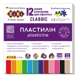 Plastilīns 1zb6233 zibi 12 krāsu 240 g