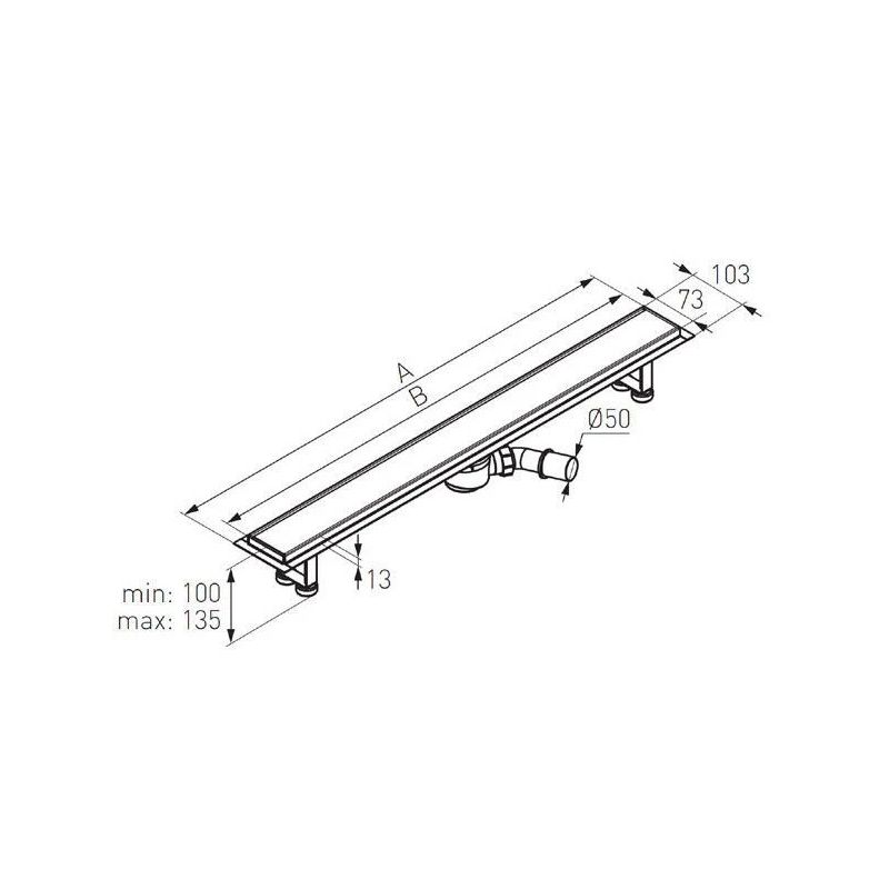 Kanāls dušas ol70-bl 70cm melns