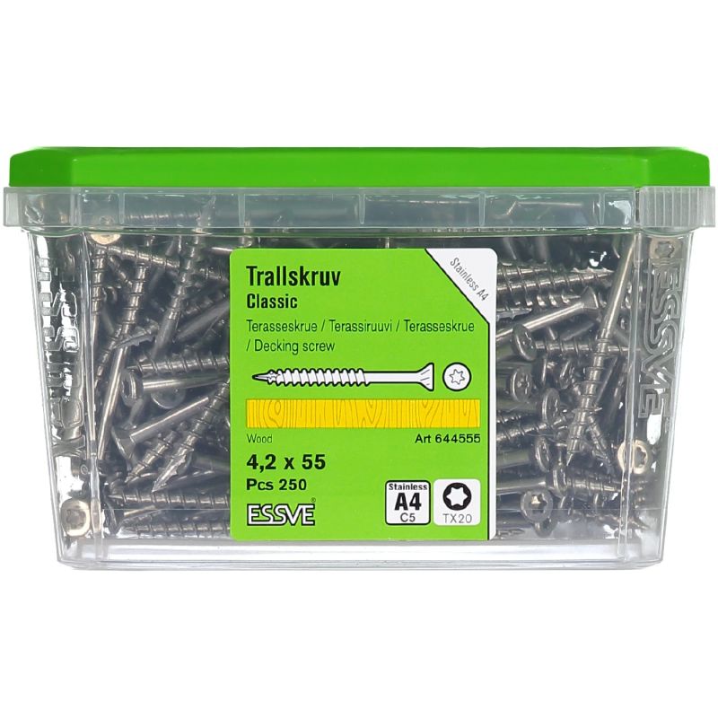 Skrūve terasei 4,2x55 a4 essve 250gb