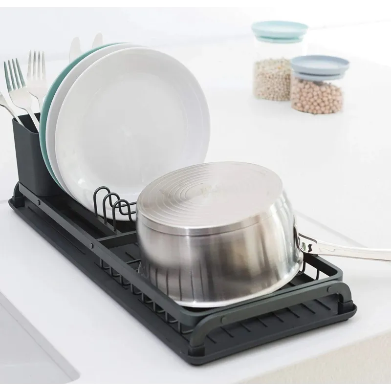 Dish drying rack BRABANTIA Compact, dark gray 12.6 x 46.3 x 20 cm - Brabantia