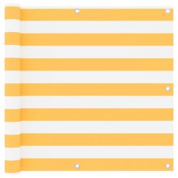 vidaXL balkona aizslietnis, 90x500 cm, balts un dzeltens audums