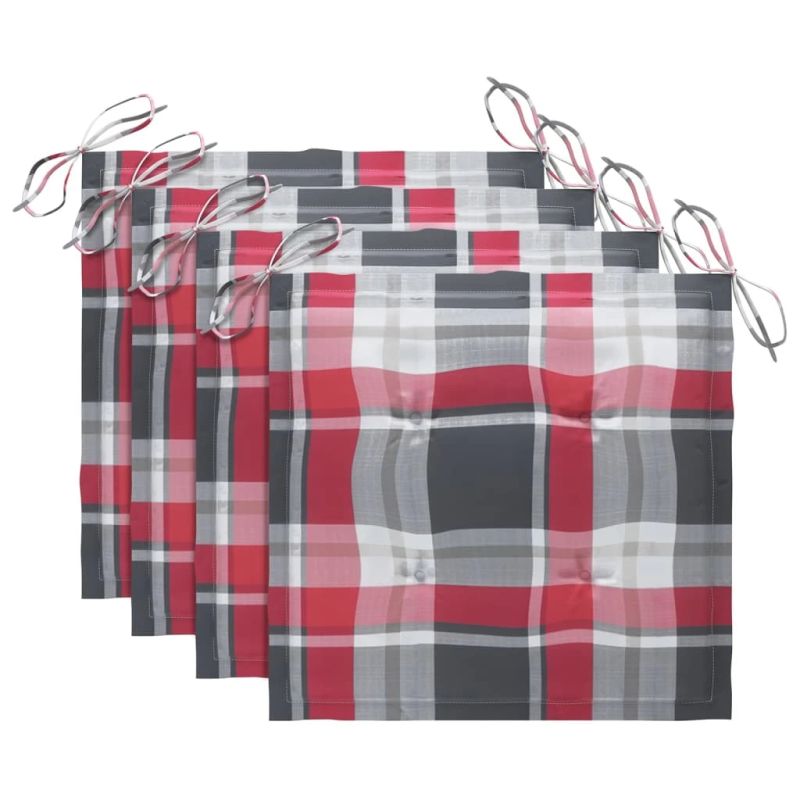 vidaXL dārza krēsli, matrači ar četrstūriem, 4 gab., masīvs tīkkoks