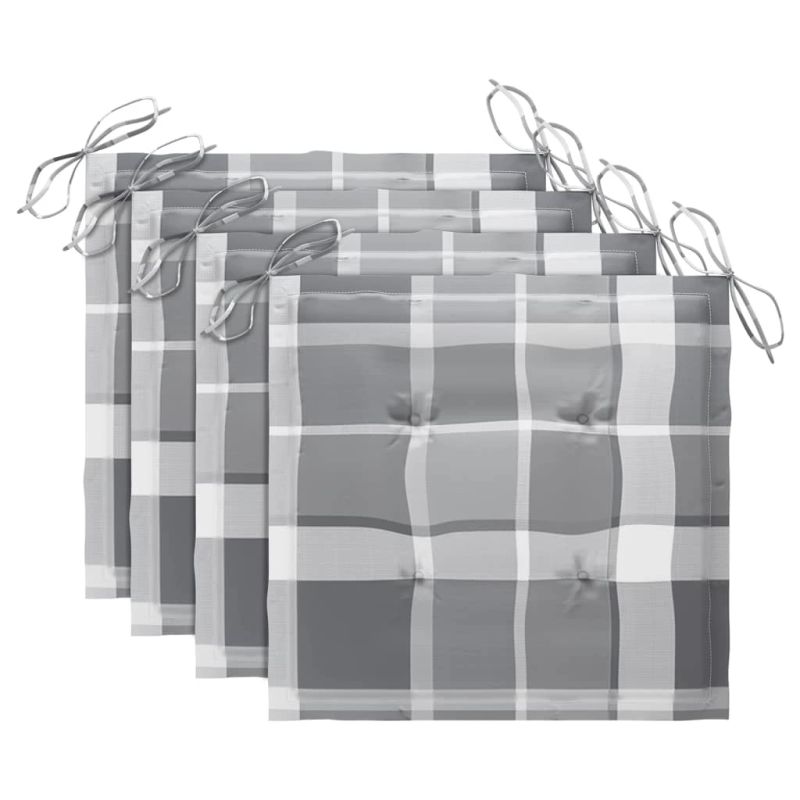 vidaXL dārza krēsli, matrači ar četrstūriem, 4 gab., masīvs tīkkoks