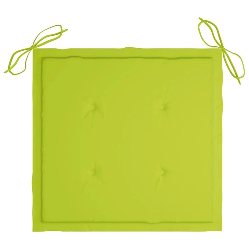 vidaXL dārza krēsli, spilgti zaļi matrači, 6 gab., masīvs tīkkoks