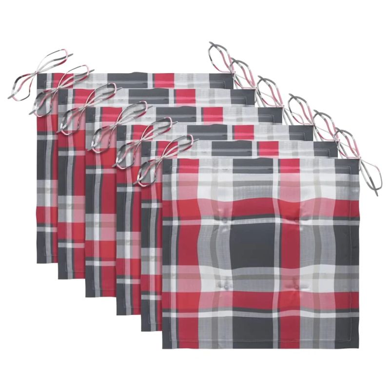 vidaXL dārza krēsli, matrači ar četrstūriem, 6 gab., masīvs tīkkoks