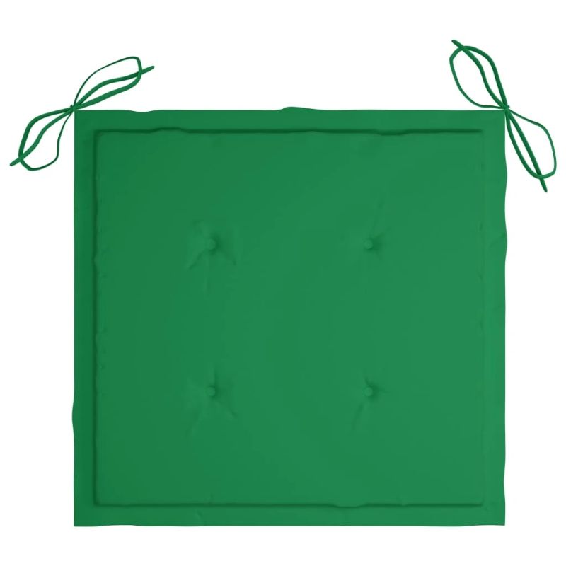 vidaXL dārza krēsli, 8 gab., zaļi matrači, masīvs tīkkoks