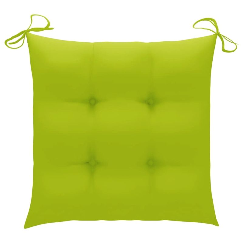 vidaXL dārza krēsli, 8 gab., spilgti zaļi matrači, masīvs tīkkoks