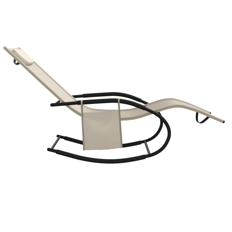 vidaXL sauļošanās šūpuļkrēsls, tērauds, krēmkrāsas tekstilēns