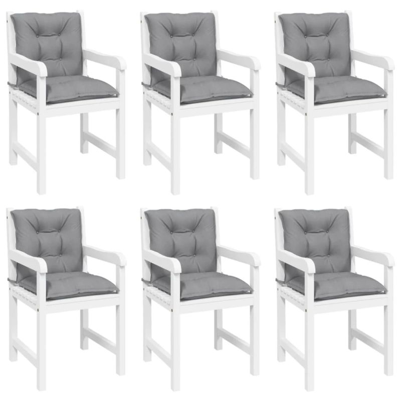 vidaXL dārza krēslu spilveni, 6 gab., pelēki, 100x50x7 cm, audums