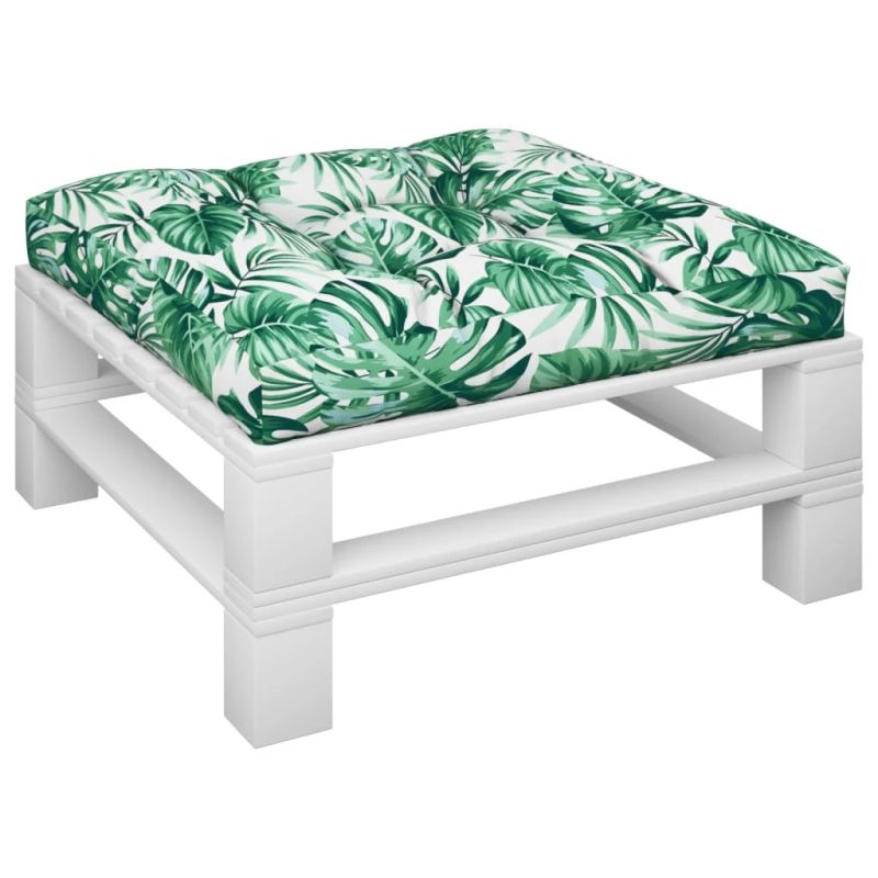 vidaXL palešu dīvāna matracis, lapu apdruka, 70x70x12 cm