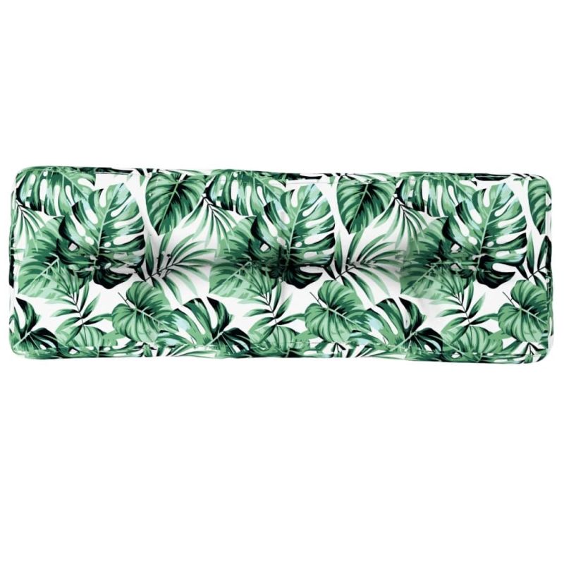 vidaXL palešu spilvens, 120x40x12 cm, audums ar lapu apdruku