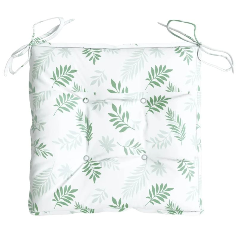 vidaXL krēslu matrači, 6 gab., 40x40x7 cm, audums, lapu apdruka